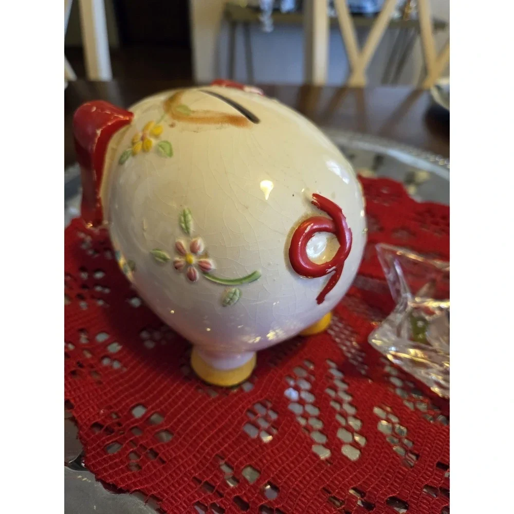 vintage Japan anthropomorphic ceramic piggy bank Ucagco Cottage Core